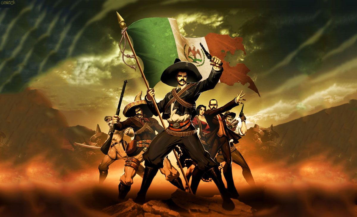 Современный рисунок типичных воинов времен мексиканской революции, автор Gonzalo Ordóñez Arias.