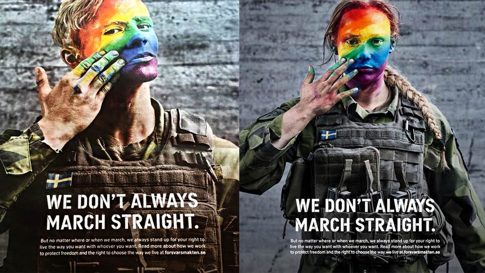 Агитационные ЛГБТ-плакаты шведской армии, 1 августа 2018 г.