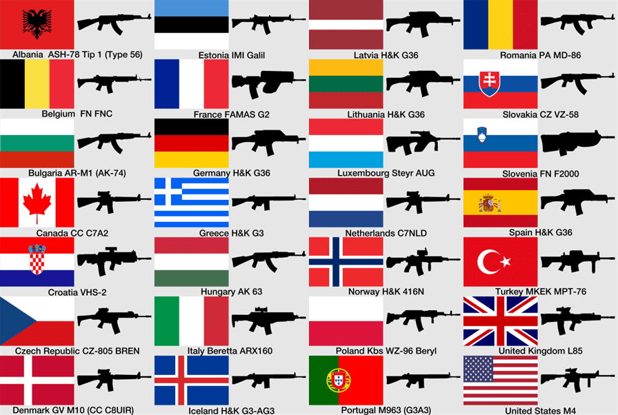 Основные винтовки в странах НАТО.