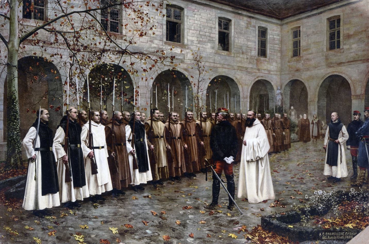 Вооруженные монахи (францисканцы и доминиканцы) в монастыре города Безансон во время войны 1870 г.