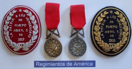 Escudos honoríficos y medallas otorgadas a las tropsa del Ejército Unido tras la victoria. Réplicas realizadas por Regimientosdeamerica.jpg