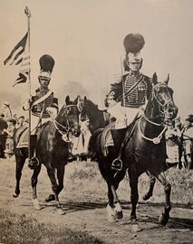 Captain Effingham B. Morris, Jr., Stable Sergeant Townsend Sharpless, 3rd, Carrying the Guidon, Valley Forge, 1931..jpeg