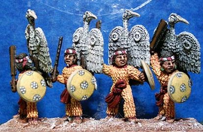 Elite Warriors in Feather costume, House Titzlan 'Great Heron'(closed wing version) back banner (8 variants) Figures painted by a customer(Hugh Carroll) - lovely job Hugh!.jpg