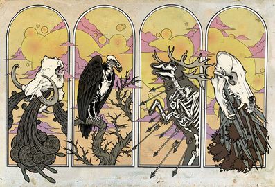 Horsemen of the Apocalypse by scumbugg слева-направо PestilenceFamine, Death, Conquest, War.jpg