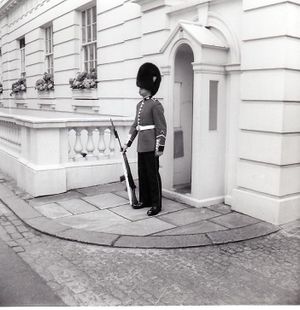 Grenadier Guard sentry, St James Palace 1965.jpg