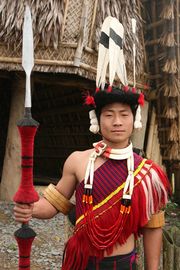 Ao tribesman at his village for festival celebration Nagaland India.jpg