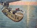 Английский дирижабль против немецкой подводной лодки, Первая мировая война. Иллюстрация Джузеппе Рава.jpg