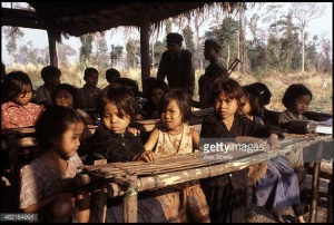 Children of Khmer Rouge guerrillas attend a makeshift school in western Cambodia 28th February 1981.jpg