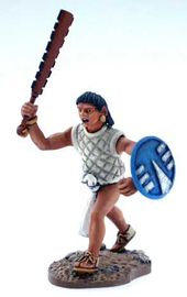 Aztec Charging with Macuahuitl in White Tunic & Loincloth.jpg