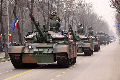 Romanian TR-85M1 'Bizonul' tanks during the Romanian National Day military parade.jpg