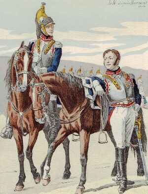 Полковник 1-го полка Сигизмон-Фредерик де Беркейм со своим сыном адъютант-майором, 1809.jpg