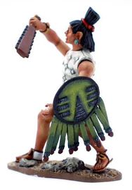 Aztec Defending with Macuahuitl in Long White Tunic.jpg