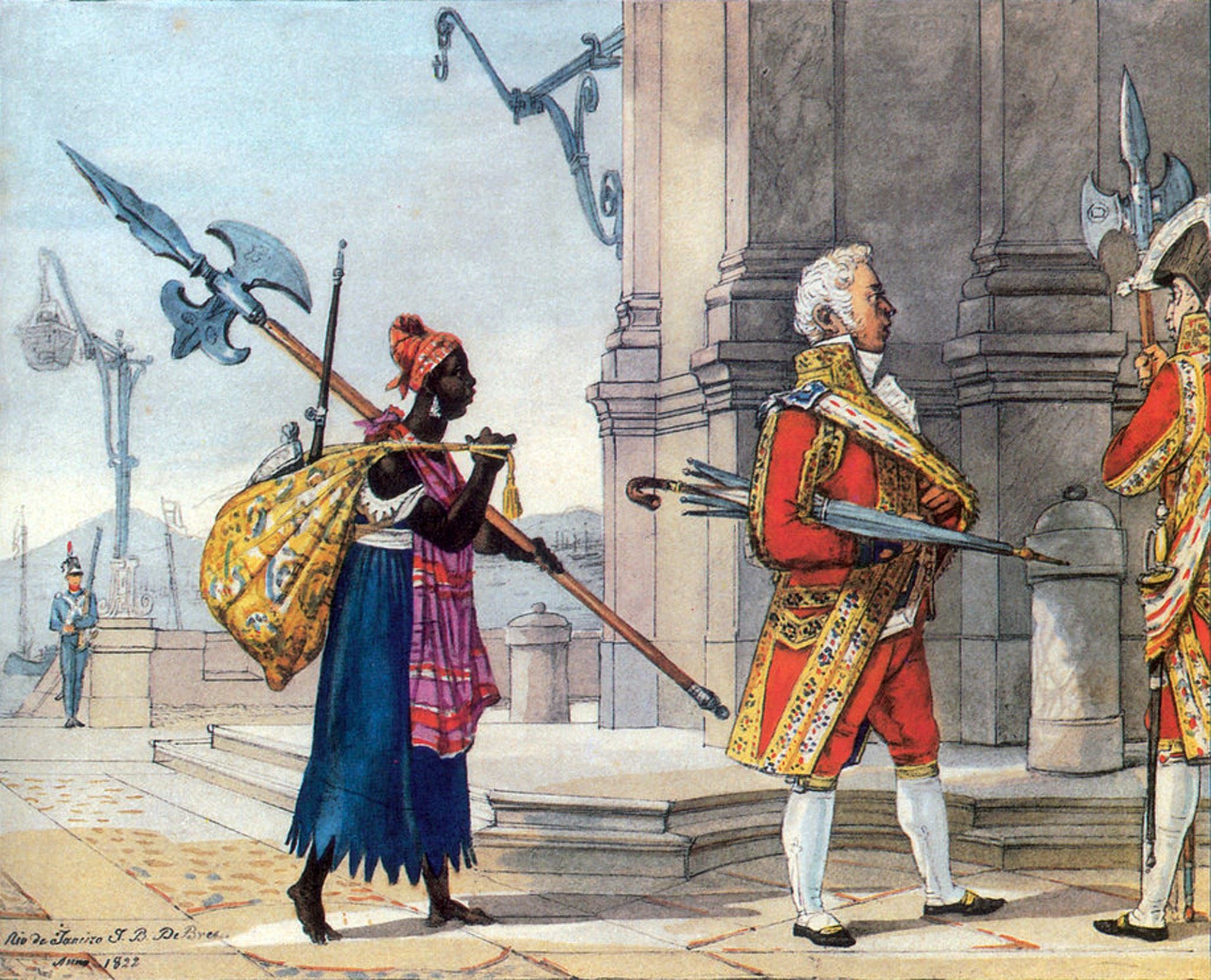 Офицер придворной стражи императора Бразилии идёт на службу, 1822 г. Автор Жан-Батист Дебре.