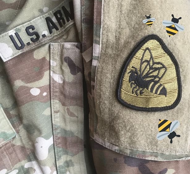 Нашивка с изображением пчёлы на фоне улья солдата армии Национальной гвардии штата Юта, 2020 г.