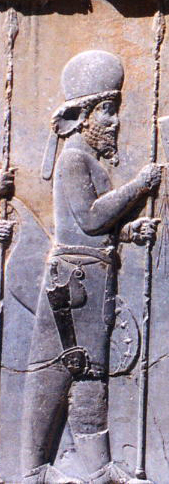 A member of the Great King's royal guard, wearing an acinaces at his hip.jpg
