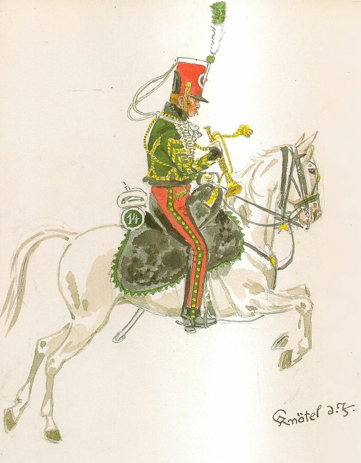 Зеленый Гусар на зеленой лошади карикатура