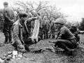 Олицейские 79-й пехотной дивизии (79th Infantry Division) армии США рассматривают женские чулки, обнаруженные в ходе обыска солдат вермахта..jpg