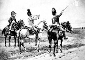 Адъютант (крайний слева) и драгуны 23-го полка оповещают противника о желании начать переговоры.jpg