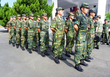 Soldiers Stand by beside Reviewing Stand 20131012.jpg