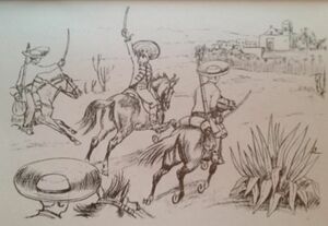Montrant la charge des cavaliers de la contre-guérilla française lors du combat de San Antonio, le 18 Avril 1864.jpg