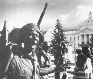 Tonton Macoute demonstration supporting Duvalier on Jan. 31, 1986..jpg