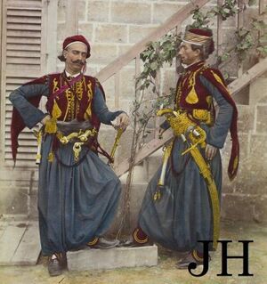 Kavas, Consulate Guards in Jerusalem, Palestine, 1865 (Kudüs'de Elçilik Korumaları, Kavaslar).jpg