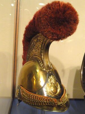 Carabinier helmet, France, 1863-1865 - Higgins Armory Museum - DSC05704.jpg