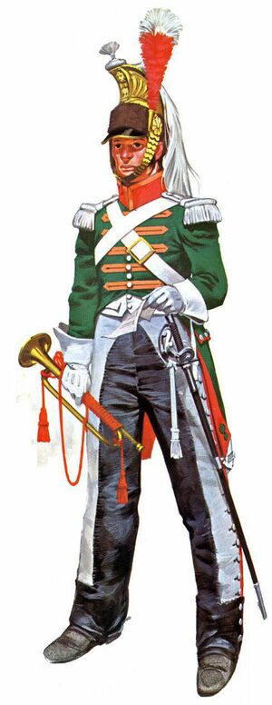 Трубач центральной роты в походной униформе, 1-я драгунская дивизия, 1810 год.jpg