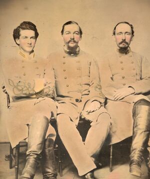 Captain Eugene A. Hawkins, Colonel William H. Willis, and Captain Howard Tinsley of 4th Georgia Infantry Regiment in uniform.jpg
