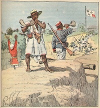 Merina troops raising the alarm Henri Gallichet 1850 1923 Louis Charles Bombled 1862-1927 La Guerre a Madagascar 1896.jpg