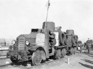 Type 91 Broad-gauge Railroad Tractor hooked to another Type 91 Broad-gauge Railroad Tractor.jpg