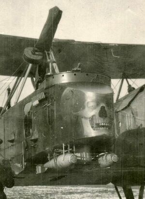 Флюгцойг Gotha G.V с черепушкой на обшивке балкона.JPG