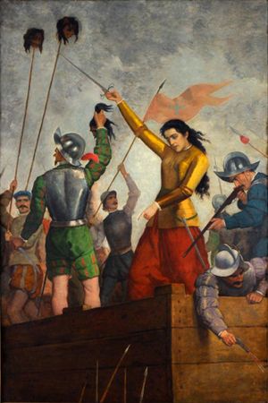 Инес де Суарес во время обороны Сантьяго (1541).jpg