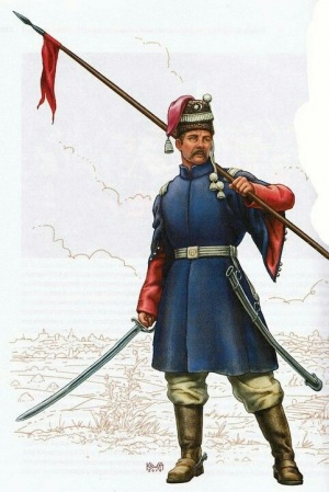 Казак 1-го османского казацкого полка, 1854 г. Иллюстрация Александра Комяхова..jpg