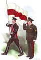 Знаменосец роты почётного караула и генерал ВС Беларуси в парадной форме, 1993 г..jpg