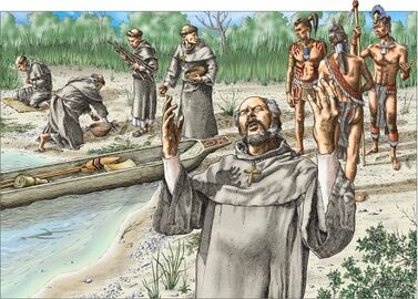 In the years following Ponce de Léon's initial encounter with the Calusa, Spanish missionaries attempted to overwrite the native people's spiritual beliefs with Christian thought—to little avail. Merald Clark.jpg