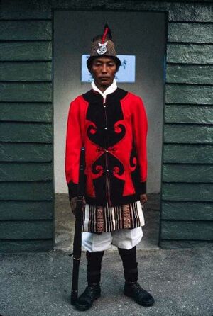 Royal Guard of Sikkim in front of Palace. circa 1965.jpg