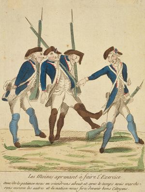 Garde nationale - Les moines apprenant à faire l'exercice 1790.jpg