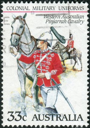 Postage-stamp-printed-in-australia-shows-the-colonial-military-uniforms-DTDPWB.jpg