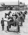 Новобранцы 7-го полка Королевского гусарского полка тренируются на деревянных лошадях, 1935 г..jpg
