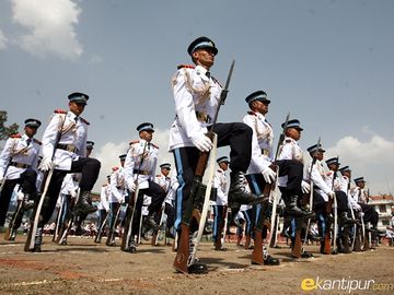 Fourth Batch of Nepal police inspectors participate in a march organised during the convocation ceremony at Nepal Police Academy, Maharajgunj, in the Capital on Wednesday..jpg