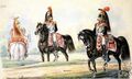 Księstwo Warszawskie - 14 Pułk Kirasjerów (1812). Od lewej - trębacz, oficer, szeregowy. Mal. H. Rupniewski..jpg