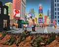 Иллюстрация Гюндюза Агаева, на которой совмещена линия фронта и мирная американская улица.jpg