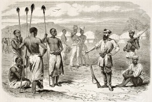 15180235-Explorer-Samuel-Baker-among-native-Africans-Created-by-Neuville-published-on-Le-Tour-du-Monde-Paris--Stock-Photo.jpg