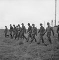 Германские военнопленные после разминирования поля проходят по нему, гарантируя результат. Дания, 1945 г..jpg
