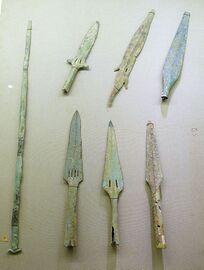 Spears and short swords, Dong Son culture, bronze and iron - National Museum of Vietnamese History - Hanoi, Vietnam - DSC05488.jpg