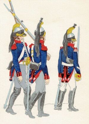 1-й кирасирский полк в пешем строю в Гамбурге, 1813 г..jpg