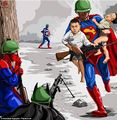 Сатирическое изображение Гюндюза Агаева, супергерои спасают детей.jpg