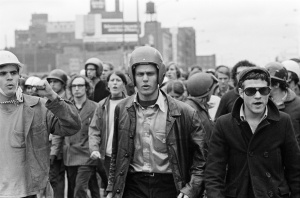 Leaders of the Weathermen (left to right) Peter Clapp, John Jacobs, and Terry Robbins, march during the ‘Days of Rage’ actions in Chicago, 1969.jpeg