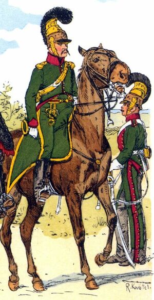 Офицер в сюртуке и улан 4-го полка шеволежер-улан, 1812.jpg